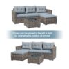 JARDINA 3PCS Outdoor Patio Furniture Sofa Set All-Weather Wicker Rattan with Cushions Tempered Glass Coffee Table 5