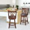 Costway Set of 4 Swivel Bar Stools Counter Height Dining Pub Chairs w/ Rubber Wood Legs 4