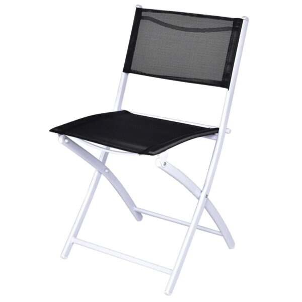 Costway 3 PCS Folding Bistro Table Chairs Set Garden Backyard Patio Furniture Black OP3355BK 6