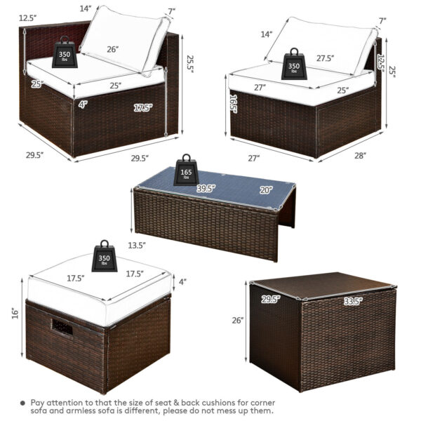 Patiojoy 8PCS Patio Rattan Furniture Set Space-Saving Storage Cushion Grey 2
