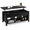 Costway Lift Top Coffee Table w/ Storage Compartment Shelf Living Room Black/Retro 4