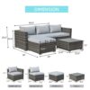 JARDINA 4PCS Outdoor Patio Furniture Sofa Set All-Weather Wicker Rattan with Cushions Tempered Glass Coffee Table 6