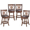 Costway Set of 4 Swivel Bar Stools Counter Height Dining Pub Chairs w/ Rubber Wood Legs 1