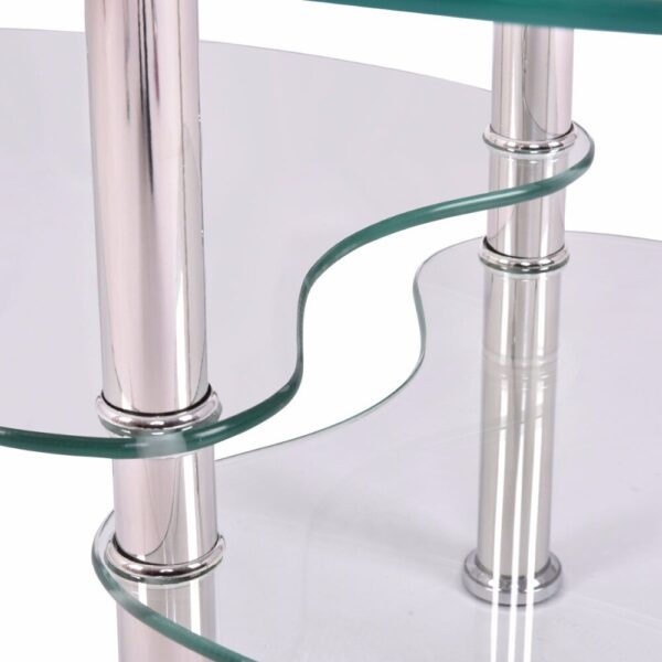 Goplus Tempered Glass Oval Side Coffee Table Shelf Chrome Base Living Room Clear Black Modern Coffee Table HW54317 5