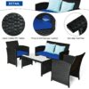 8PCS Patio Rattan Furniture Conversation Set Cushion Sofa Table Garden Navy 2*HW63239NY 5