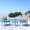 JARDINA 3PCS Outdoor Patio Wicker Furniture Bistro Conversation Set with Coffee Side Table, Cushions 2