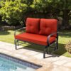 Patiojoy Patio 2-Person Glider Bench Rocking Loveseat Cushioned Armrest Red 4