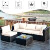 5PCS Patio Rattan Furniture Set Cushioned Sofa Chair Coffee Table HW67243 5