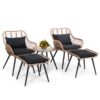 JARDINA 5PCS Outdoor Patio Wicker Rattan Furniture Bistro Conversation Set with Coffee Side Table 2