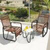 Patiojoy 3PCS Patio Rattan Furniture Set Conversational Sofa Coffee Table Garden HW64404 3
