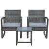 JARDINA 3PCS Outdoor Patio Furniture Set Outdoor Wicker Conversation Set Rattan Chair Set with Coffee Table 1