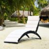 Costway 2PCS Folding Patio Rattan Lounge Chair Chaise Cushioned Portable Garden Black 4