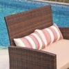 JARDINA Outdoor Furniture Patio Chair Wicker Loveseat with Cushions 2 Seat PE Rattan Sofa with Lumbar Pillows 3