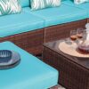 JARDINA 7PCS Outdoor Patio Furniture Sofa Wicker Furniture Set with Cushions Glass Coffee Table Single Sofa Armchair 5