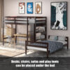 Twin Over Twin Loft Bunk Bed Wood w/Bookcase Guardrail Ladder Kids Bedroom HU10042ES+ 5