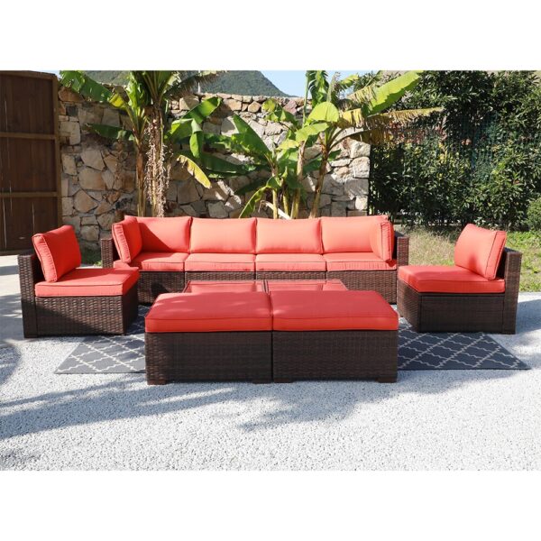 JARDINA 10PCS Outdoor Patio Furniture Sectional Sofa Set Rattan Wicker with Seat and Back Cushions & Coffee Table 4