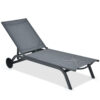 Goplus Outdoor Lounge Chair Chaise Reclining Aluminum Fabric Adjustable Gray OP70591GR 1