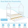 Costway Twin House Bed Frame w/ Trundle Roof Wooden Platform Mattress Foundation White 6