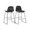 JARDINA Patio Bar Stools Set of 2 , Outdoor Wicker Bar Stools with Back Footrest , All-Weather Metal Frame for Garden 2
