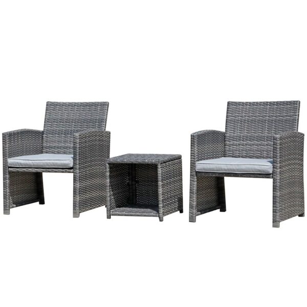 JARDINA 3PCS Outdoor Patio Furniture Set Rattan Wicker Porch Chairs with Storage Coffee Table 1