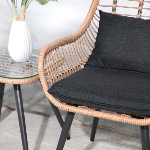 JARDINA 5PCS Outdoor Patio Wicker Rattan Furniture Bistro Conversation Set with Coffee Side Table 4