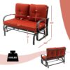 Patiojoy Patio 2-Person Glider Bench Rocking Loveseat Cushioned Armrest Red 2