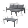 JARDINA 3PCS Outdoor Patio Furniture Set with Chaise Lounge, Aluminum Sofa Set with Glass Coffee Table 6