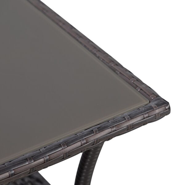 JARDINA Living Room Furniture Aluminum Frame Square Glass Top Wicker Coffee Table Espresso Brown 3