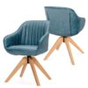 Costway Set of 2 Swivel Accent Chair Modern Leathaire Armchairs w/ Beech Wood Legs Blue 1