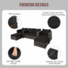 Patiojoy 5PCS Patio Rattan Furniture Set Loveseat Sofa Ottoman Cushioned Black HW67697ABK+ 4