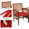 Patio Loveseat Set Acacia Wood Chair Coffee Table Cushioned Umbrella Hole OP70605 5