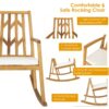 Patio Rocking Chair Acacia Wood Armrest Cushioned Sofa Garden Deck OP70342 5