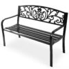 Costway 50'' Patio Park Garden Bench Porch Chair Steel Frame Cast Iron Backrest OP2786 1