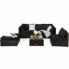 Patiojoy 6PCS Outdoor Patio Rattan Furniture Set Cushioned Sectional Sofa Black HW63878BK+ 1