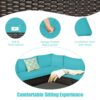 Patiojoy 6PCS Patio Rattan Furniture Set Sectional Cushioned Sofa Deck Turquoise HW68449TU+ 4