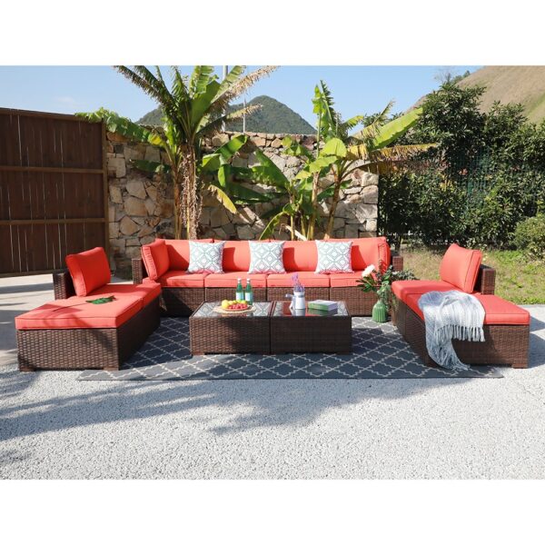 JARDINA 10PCS Outdoor Patio Furniture Sectional Sofa Set Rattan Wicker with Seat and Back Cushions & Coffee Table 3