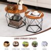 Costway Round Coffee Table Set of 2 Modern Accent Side Table w/ Steel Base Rustic Brown 6