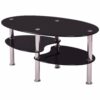Goplus Tempered Glass Oval Side Coffee Table Shelf Chrome Base Living Room Clear Black Modern Coffee Table HW54317 4