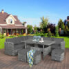 Patiojoy 7 PCS Patio Rattan Dining Set Sectional Sofa Couch Ottoman Garden Gray HW67190AGR+ 2