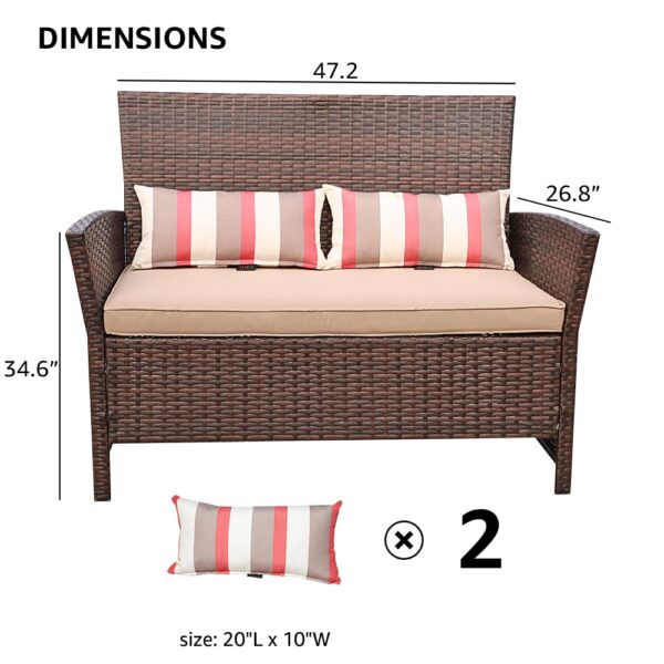 JARDINA Outdoor Furniture Patio Chair Wicker Loveseat with Cushions 2 Seat PE Rattan Sofa with Lumbar Pillows 6