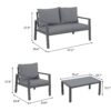 JARDINA 4PCS Aluminum Outdoor Patio Furniture Patio Conversation Sofa Set with Removable Cushions Glass Top Coffee Table 6