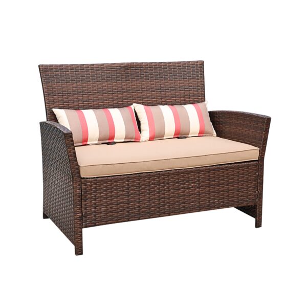 JARDINA Outdoor Furniture Patio Chair Wicker Loveseat with Cushions 2 Seat PE Rattan Sofa with Lumbar Pillows 1