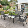 Patiojoy 4 PCS Patio Furniture Set Sofa Coffee Table Steel Frame Garden NP10085GR 3