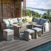 JARDINA 7PCS Outdoor Patio Furniture Sofa Set All Weather Wicker Rattan Couch Dining Table & Chair with Ottoman 3