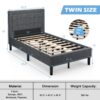Costway Twin Size Upholstered Bed Frame Button Tufted Headboard Mattress Foundation Grey 2