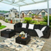 Patiojoy 6PCS Outdoor Patio Rattan Furniture Set Cushioned Sectional Sofa Black HW63878BK+ 2