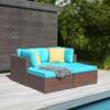 JARDINA 4PCS Patio Furniture Sectional Set with Ottomans Outdoor All-Weather PE Rattan Brown Wicker 1