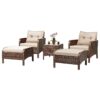 Costway 5 PCS Rattan Wicker Furniture Set Sofa Ottoman W/Brown Cushion Patio Garden Yard HW54520CF+ 6