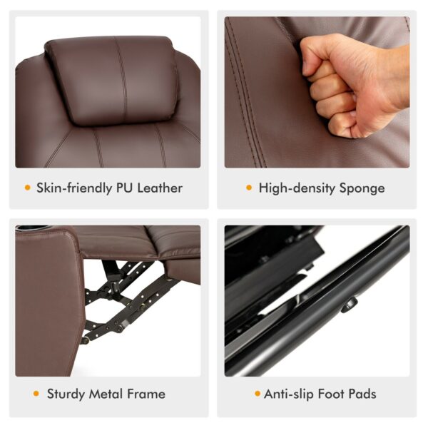 Costway Massage Recliner Chair 360 Degree Swivel Single Sofa Rocker w/ Heating HV10258BN+ 4