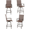 Patiojoy 4PCS Patio Swivel Bar Stools Chairs 360 Rotation Barstool Armrest Brown 1